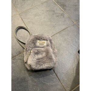 Guess Los Angeles Faux Fur Mini Backpack Gray Plush Small Bag